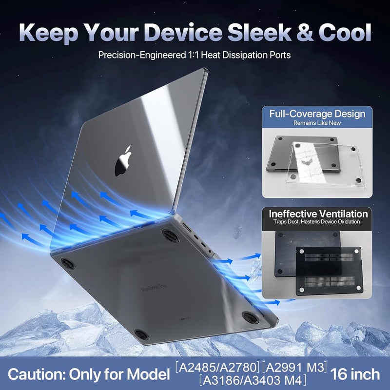 soonjet for MacBook Pro 16 inch Case M4 2024-2021 M3 M2 M1 Pro/Max [100% Ultra Clear] Protective Hard Shell Case Laptop Cover - Crystal Clear - Image 5